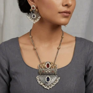 German Silver Long Necklace Set 3