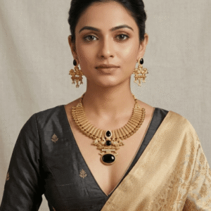 The Shunya Onyx-Gold Tone Choker