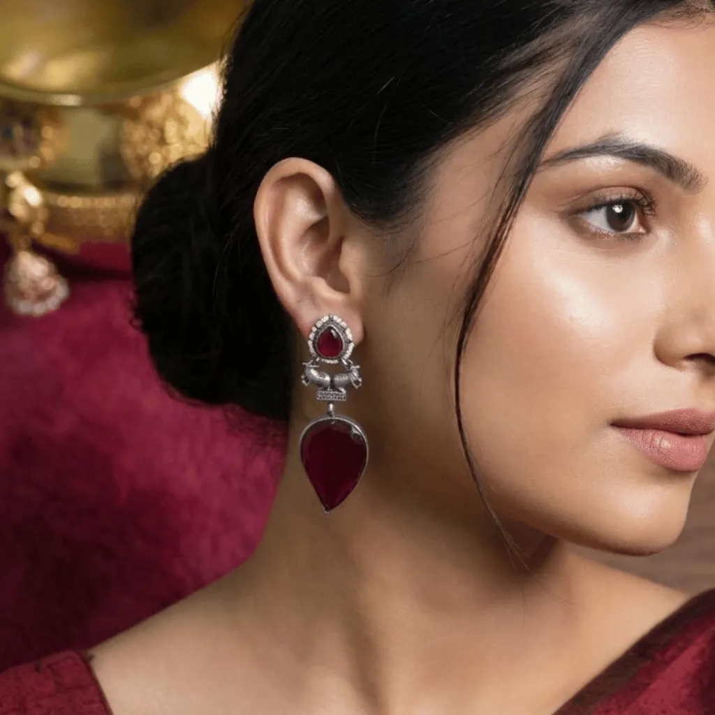 The Mriga Ruby Teardrop Earrings
