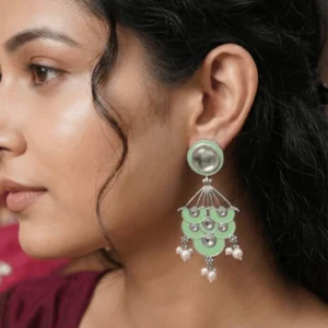 The Myra Mint Kundan Drops
