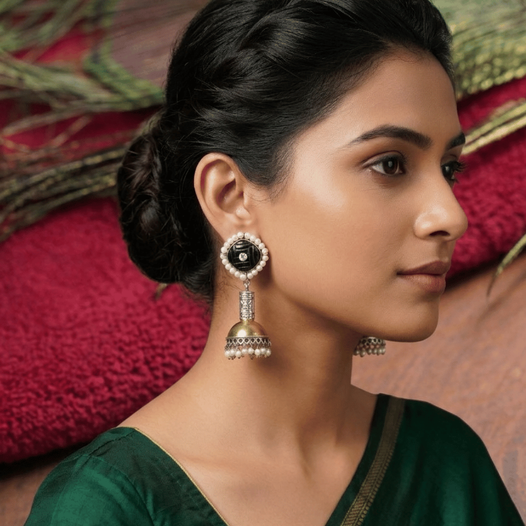 The Chitra Midnight-Cushion Jhumkas