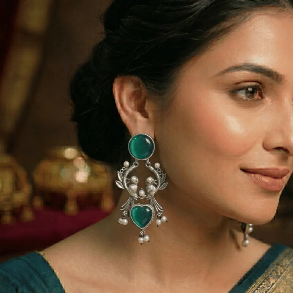 The Mayuri Heart-Drop Earrings