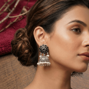 The Tarika Midnight Floral Jhumkas