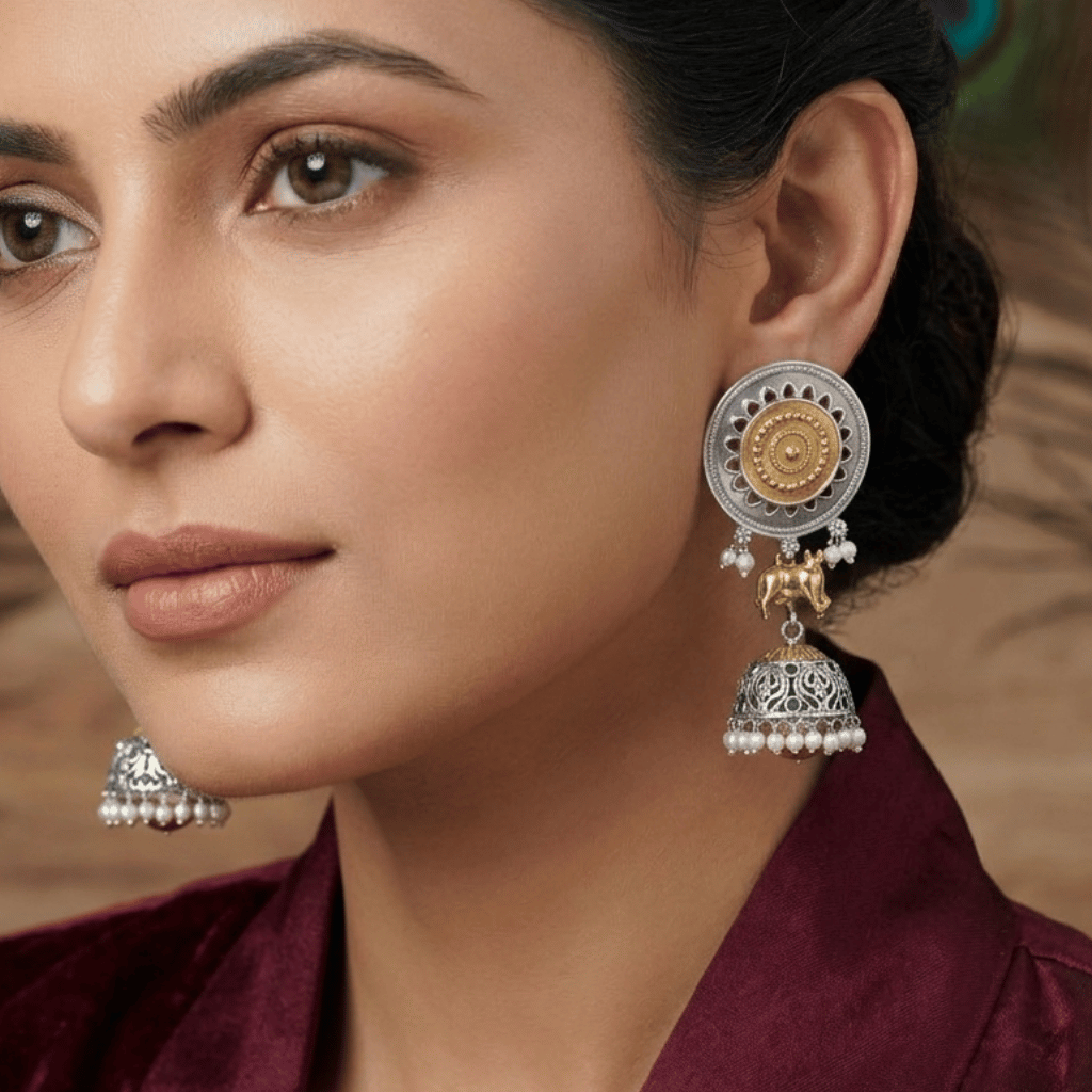 The Gaja Mandala Dual-Tone Jhumkas