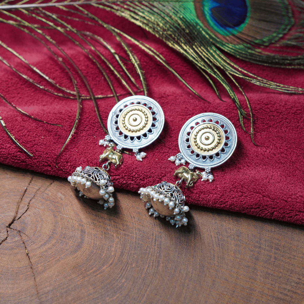The Gaja Mandala Dual-Tone Jhumkas - Image 2