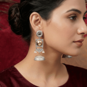 The Mandala Geometric Dual-Tone Jhumkas