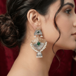 The Avni Gilded-Lattice Jhumkas