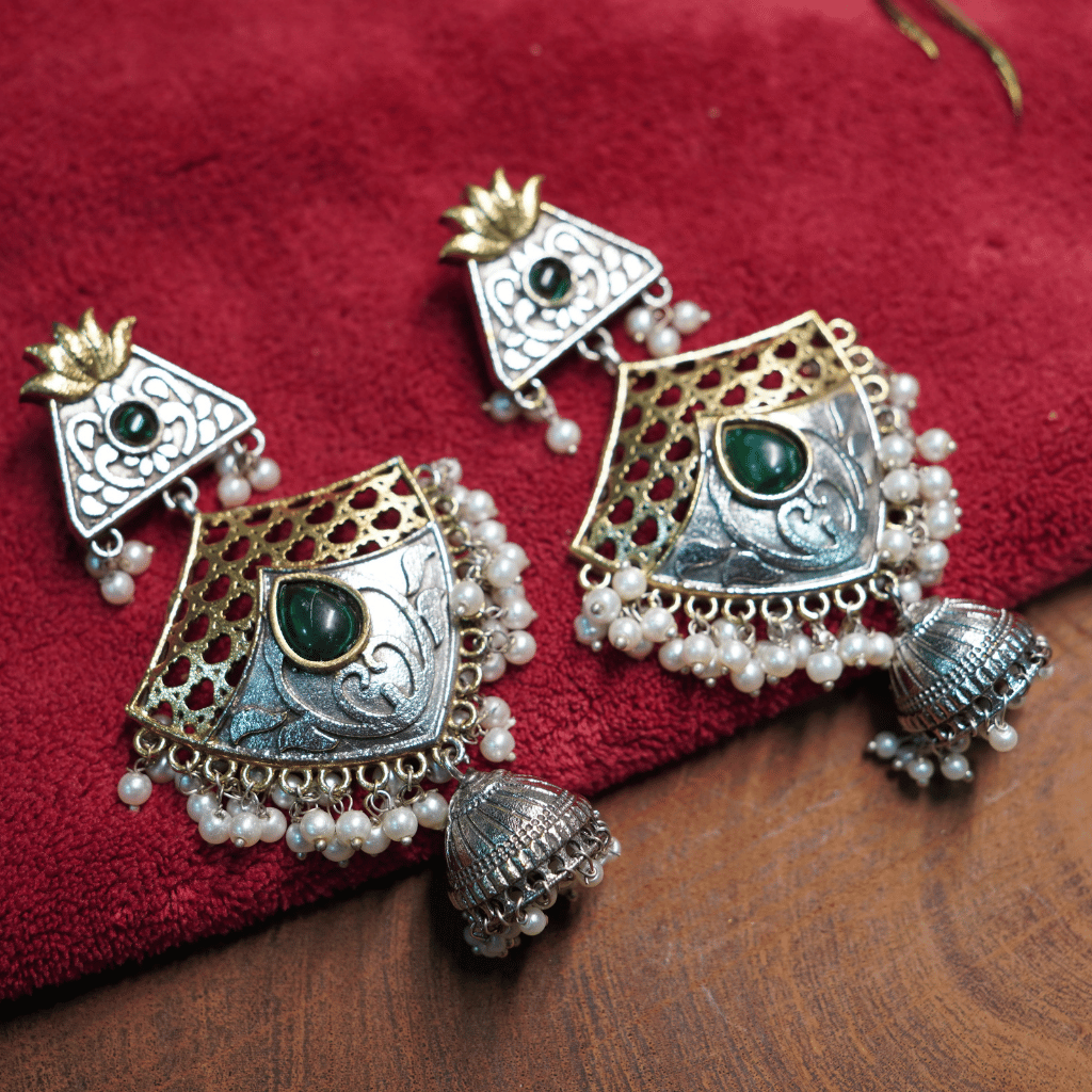 The Avni Gilded-Lattice Jhumkas - Image 2