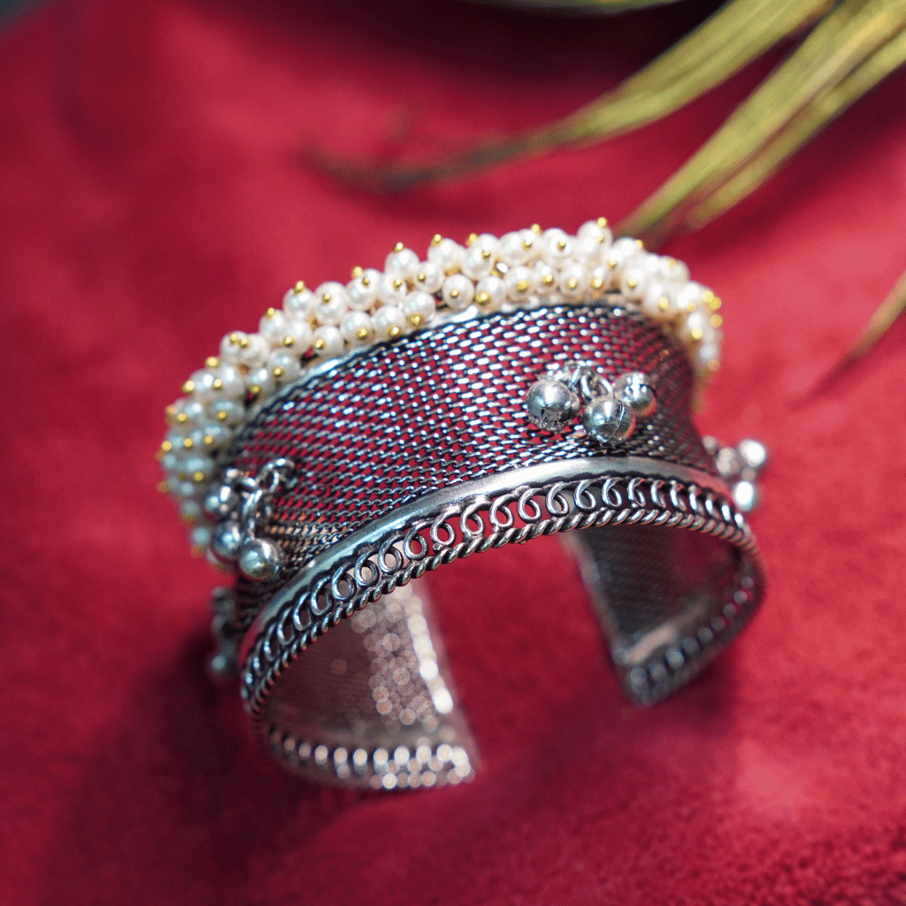 The Nitara Silver Mesh Heritage Cuff